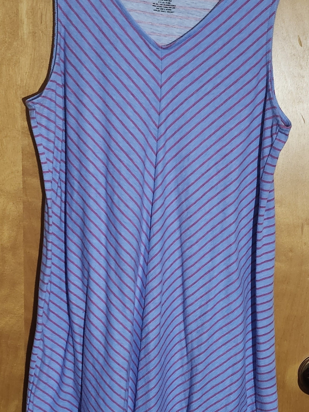 City Streets Blue and Pink Striped Sleeveless Dress